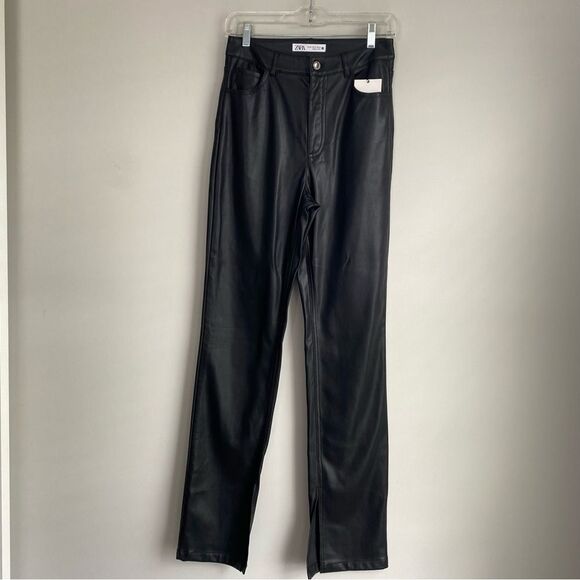 Zara Faux Leather Flared Slim Pant - Picture 1 of 9
